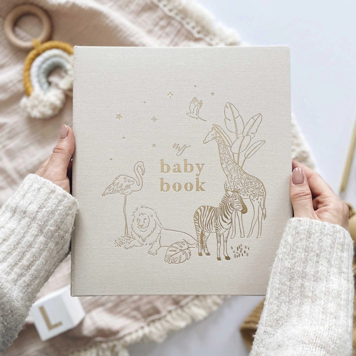 Blush And Gold - My Baby Book (Safari) Luxury Keepsake Memory Book + Box