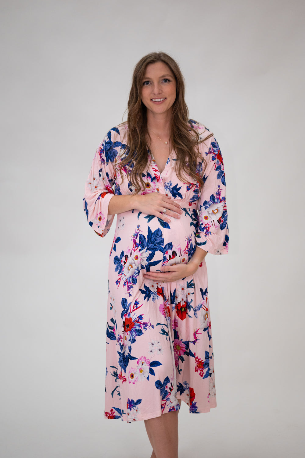 Amelia Labor & Postpartum Gown in Blush Floral
