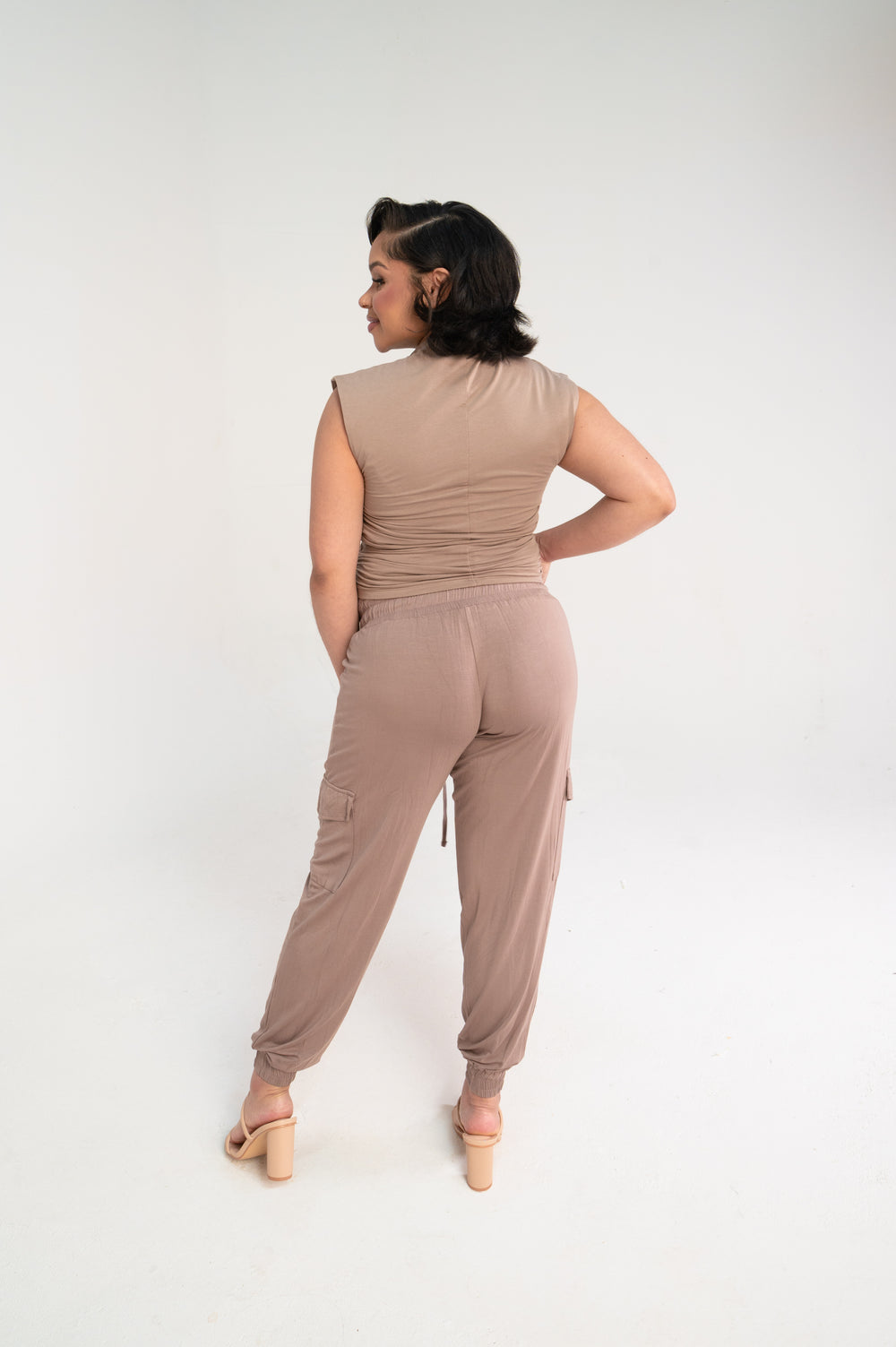 Addison Maternity Cargo Maternity Pants in Taupe