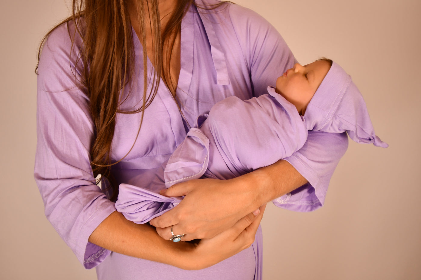 Baby Swaddle & Hat Set: Lilac