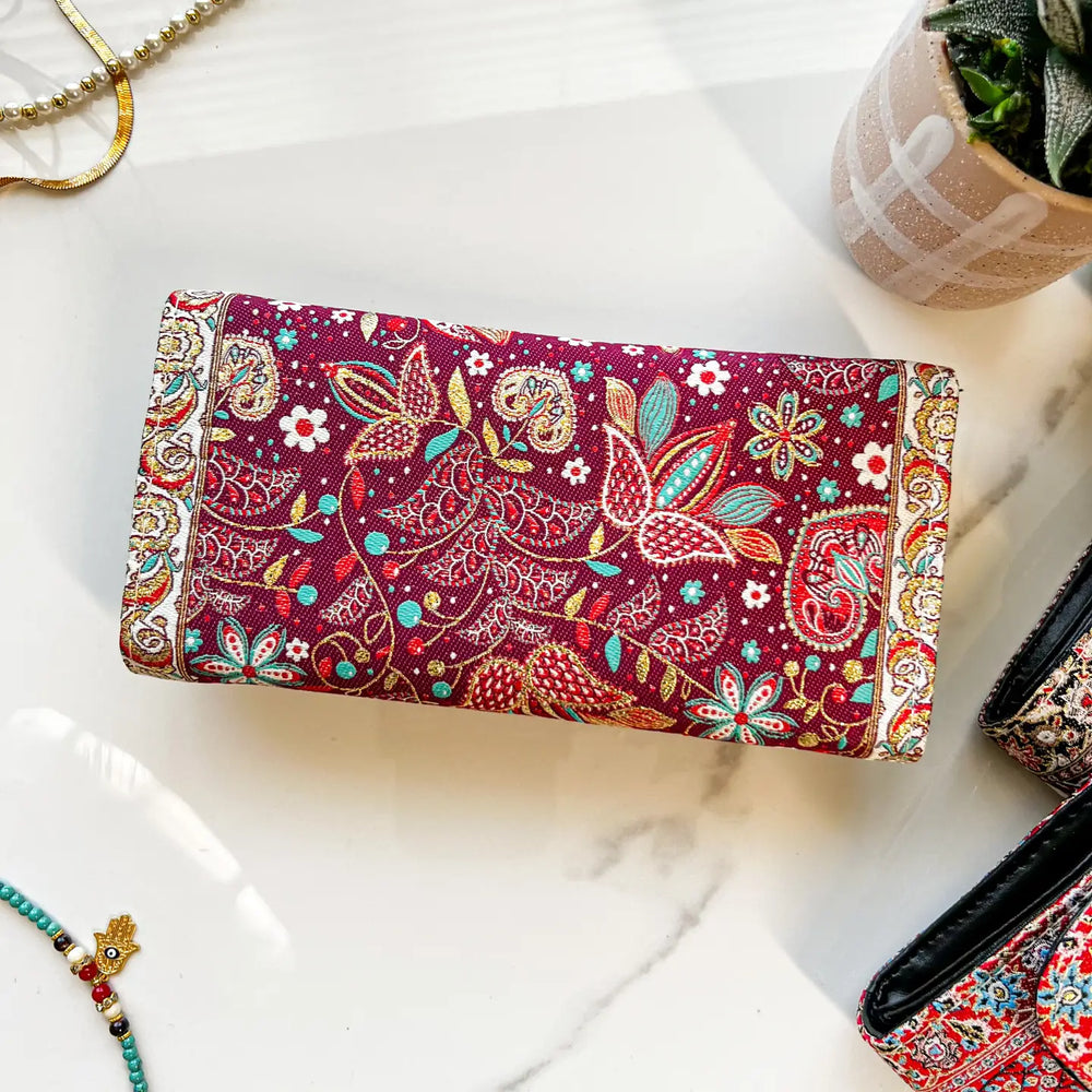 Handcrafted Vegan Wallet, Floral Bohemian Wallet