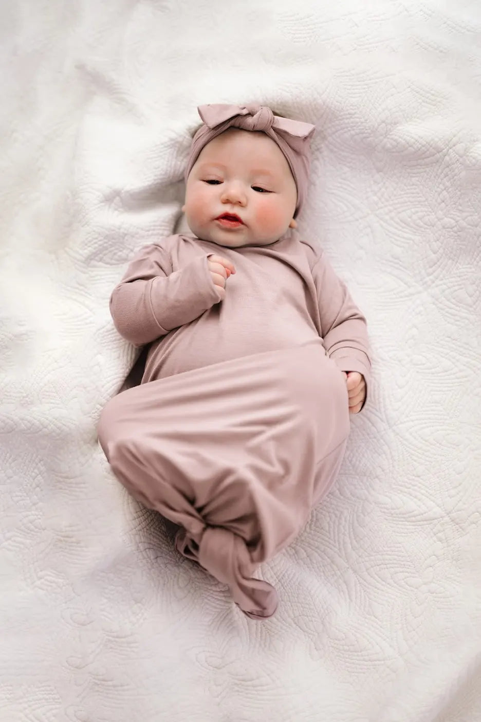 Baby Knot Gown  Set: Mauve