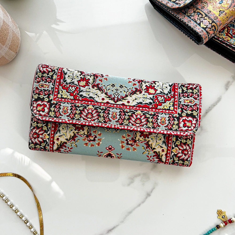 Turquoise Wallet Women, Boho Handmade Wallet, Rug Design Wall