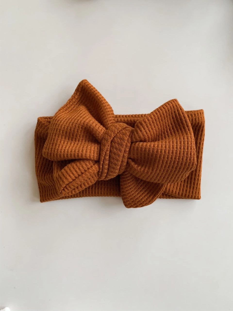 Chunky Waffle Bow Headband In Amber