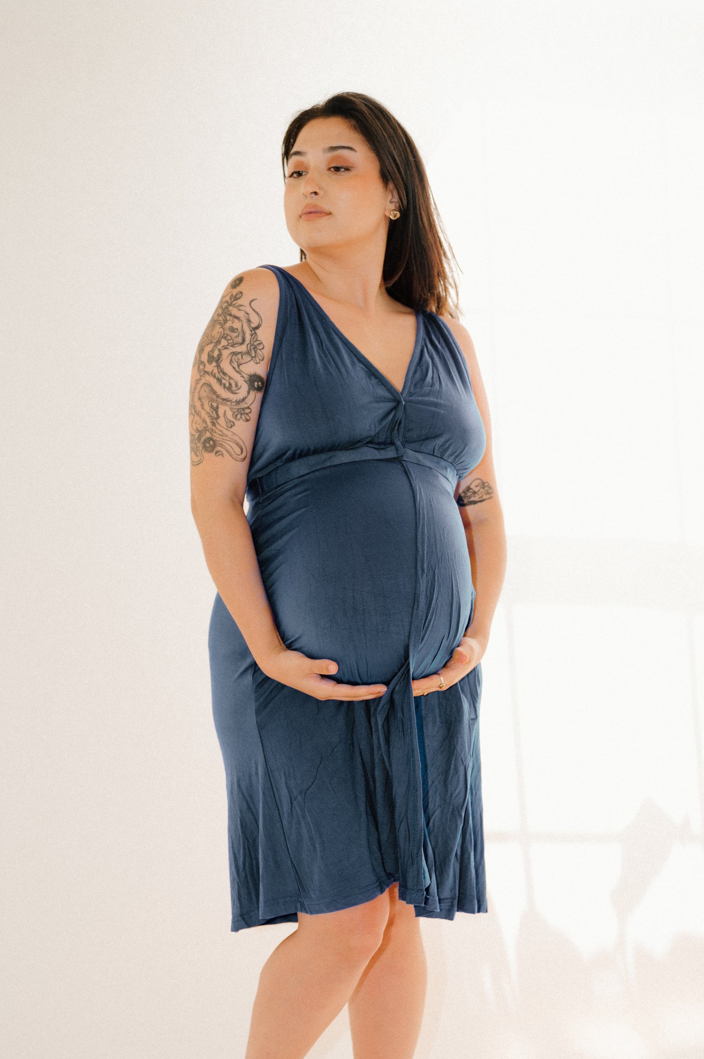 Juliet Labor & Postpartum Gown in  Midnight Blue