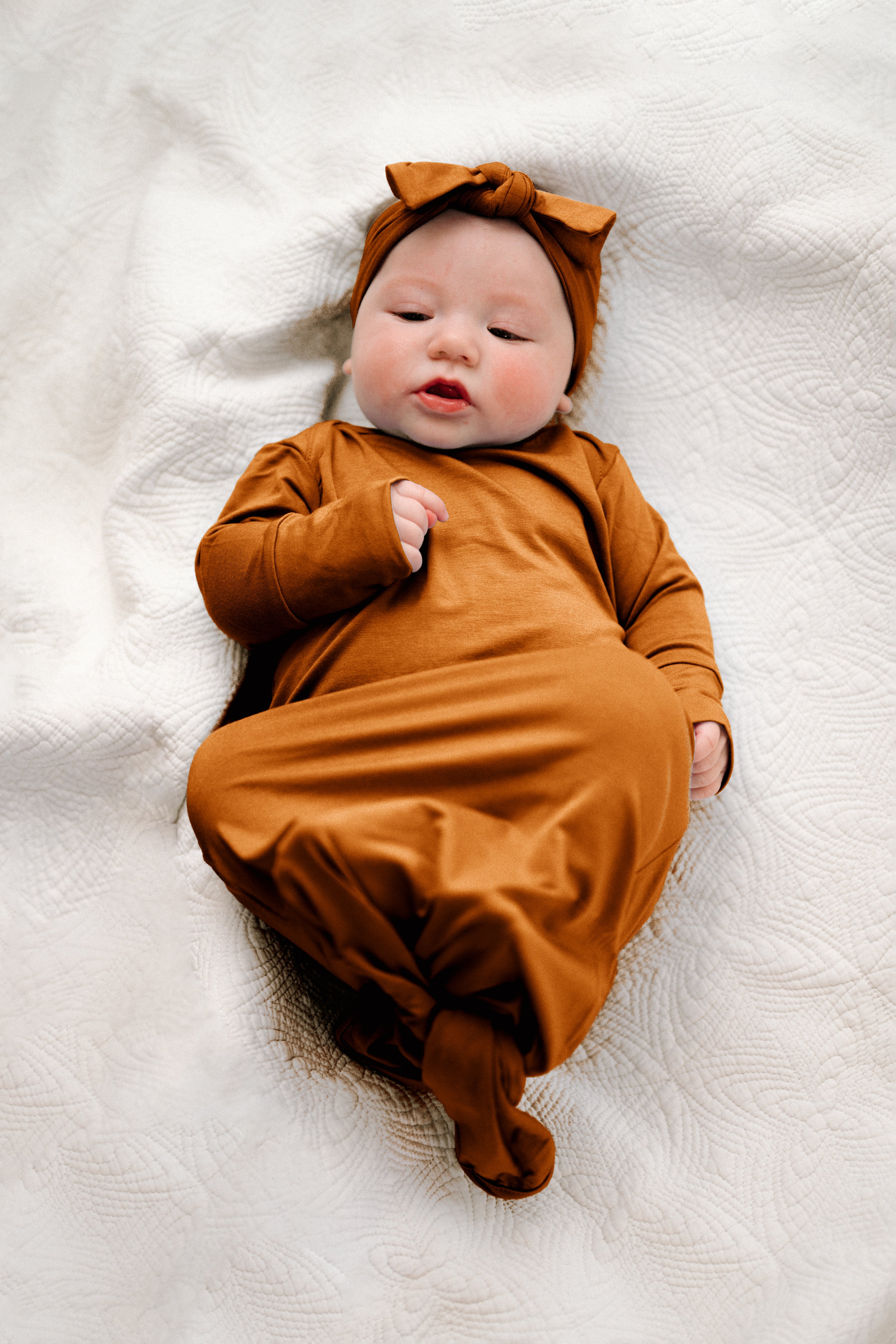 Baby Knot Gown Set: Burnt Orange