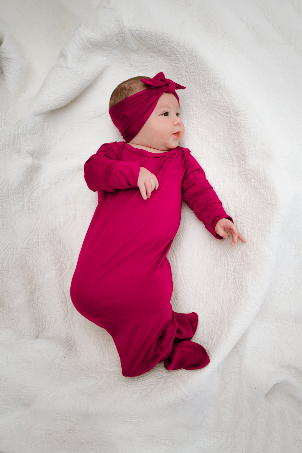 Baby Knot Gown Set: Raspberry Red
