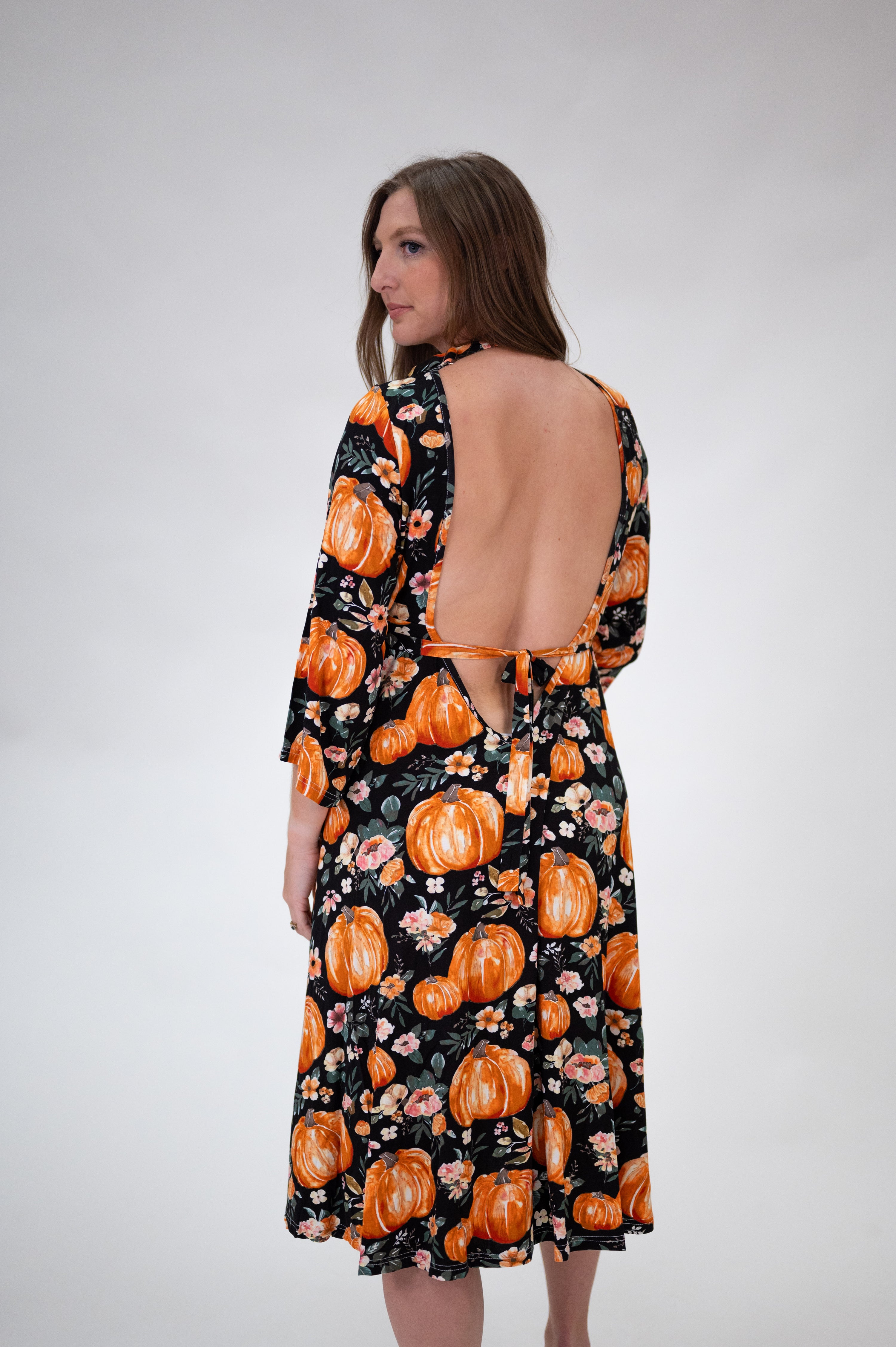 Lila Labor & Postpartum Gown in Harvest Floral