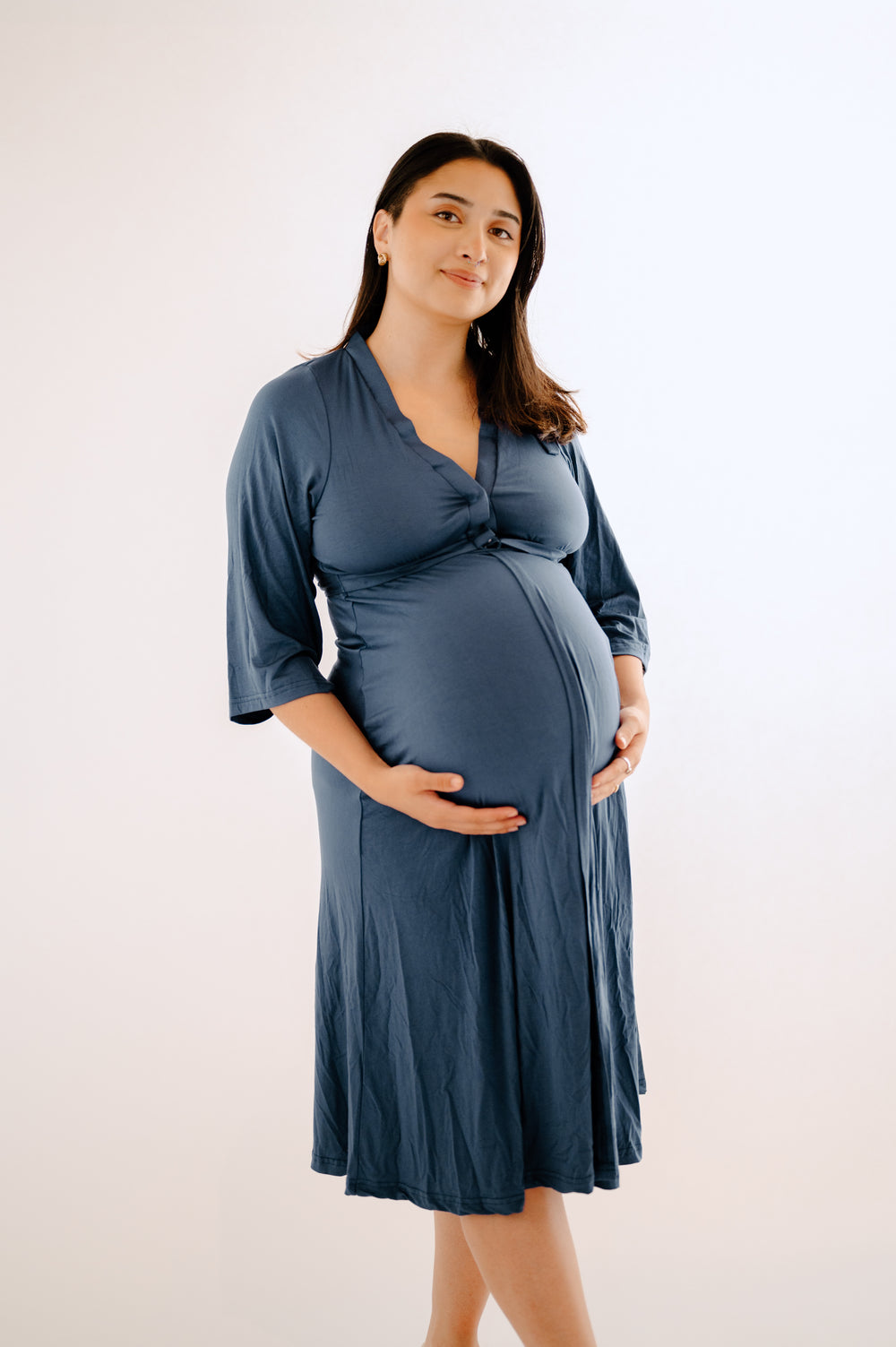 Lila Labor & Postpartum Gown in Midnight Blue