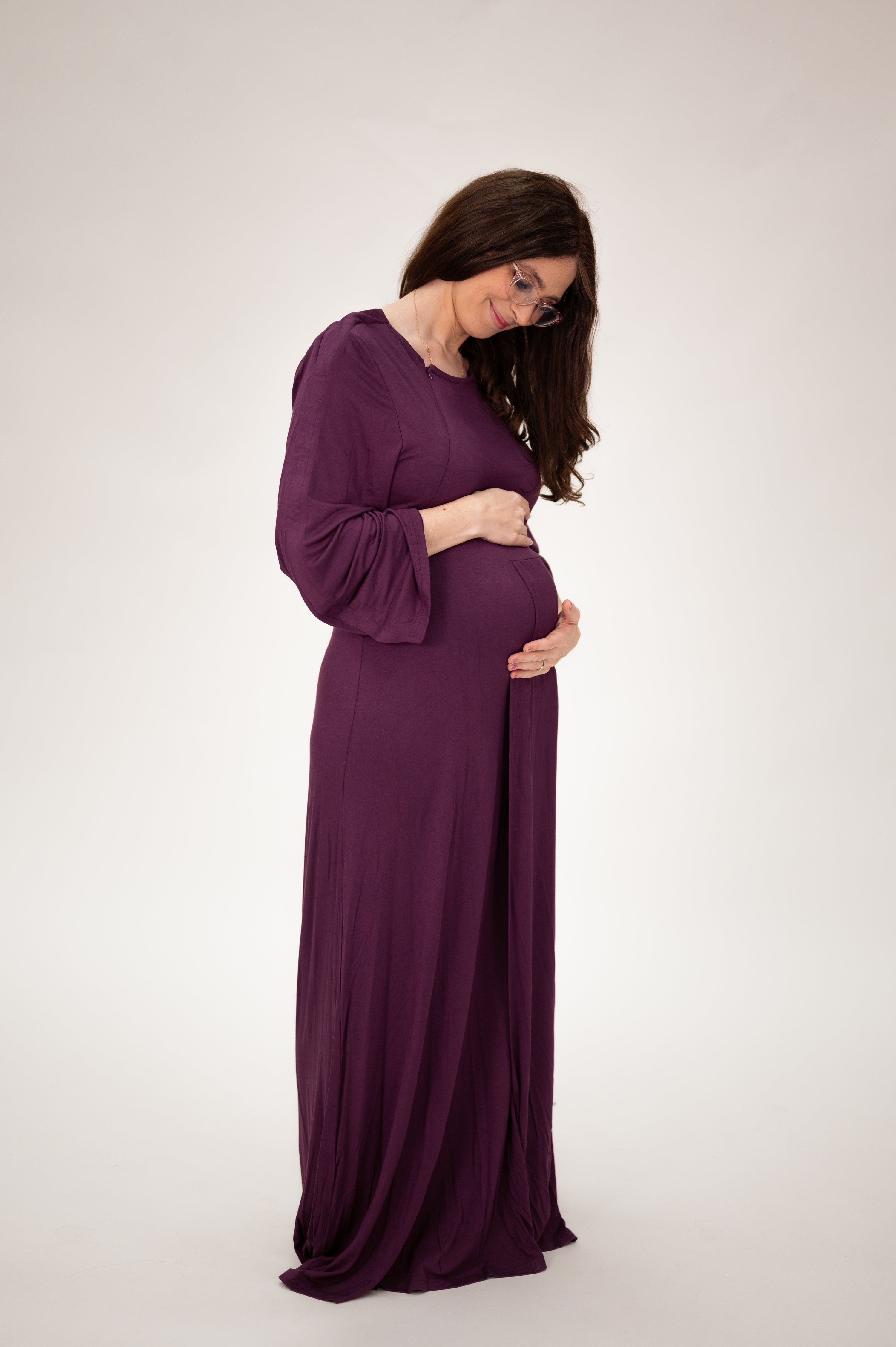 Nadia Labor & Postpartum Gown in Plum