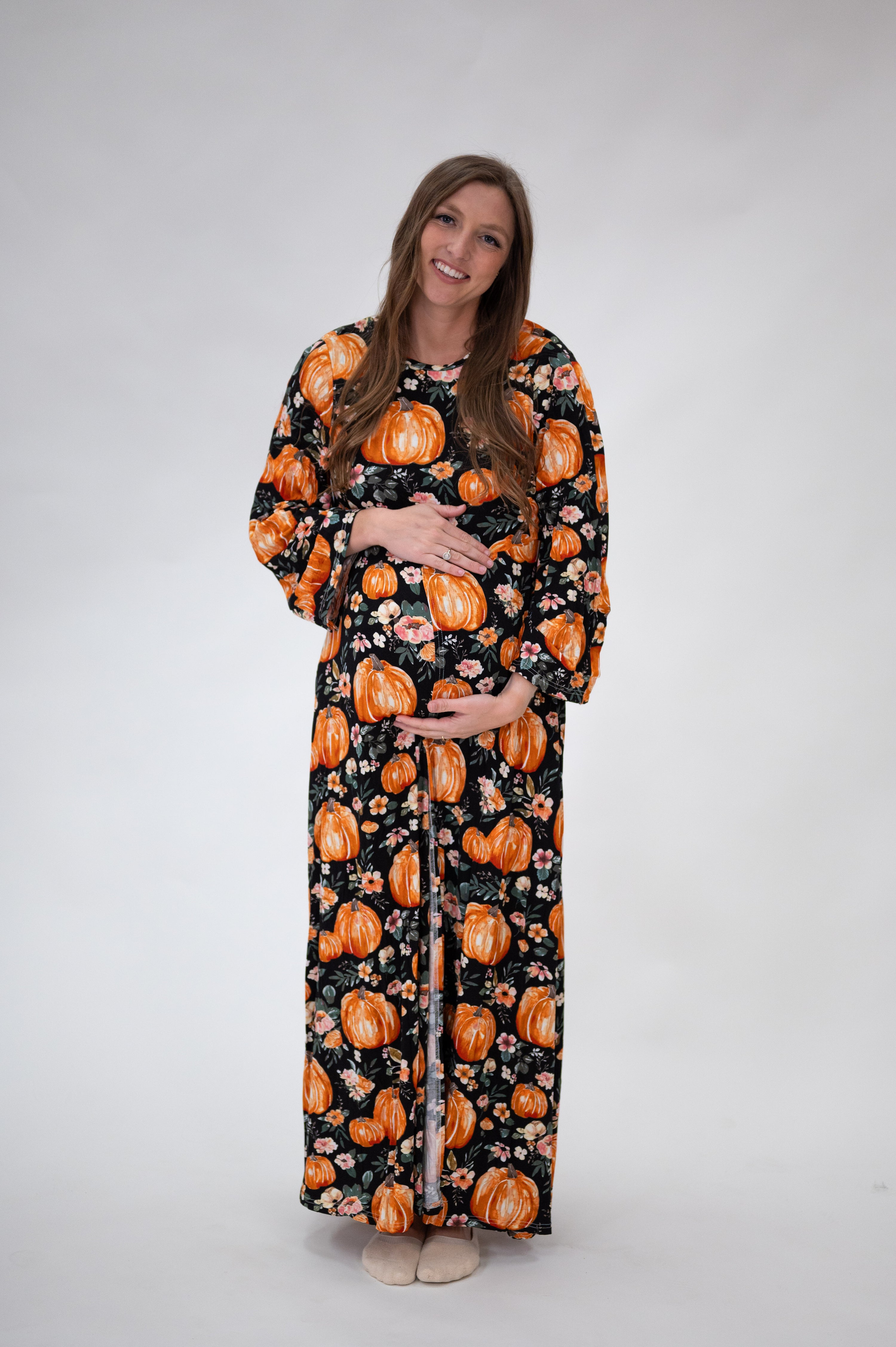 Nadia Labor & Postpartum Gown in Harvest Floral