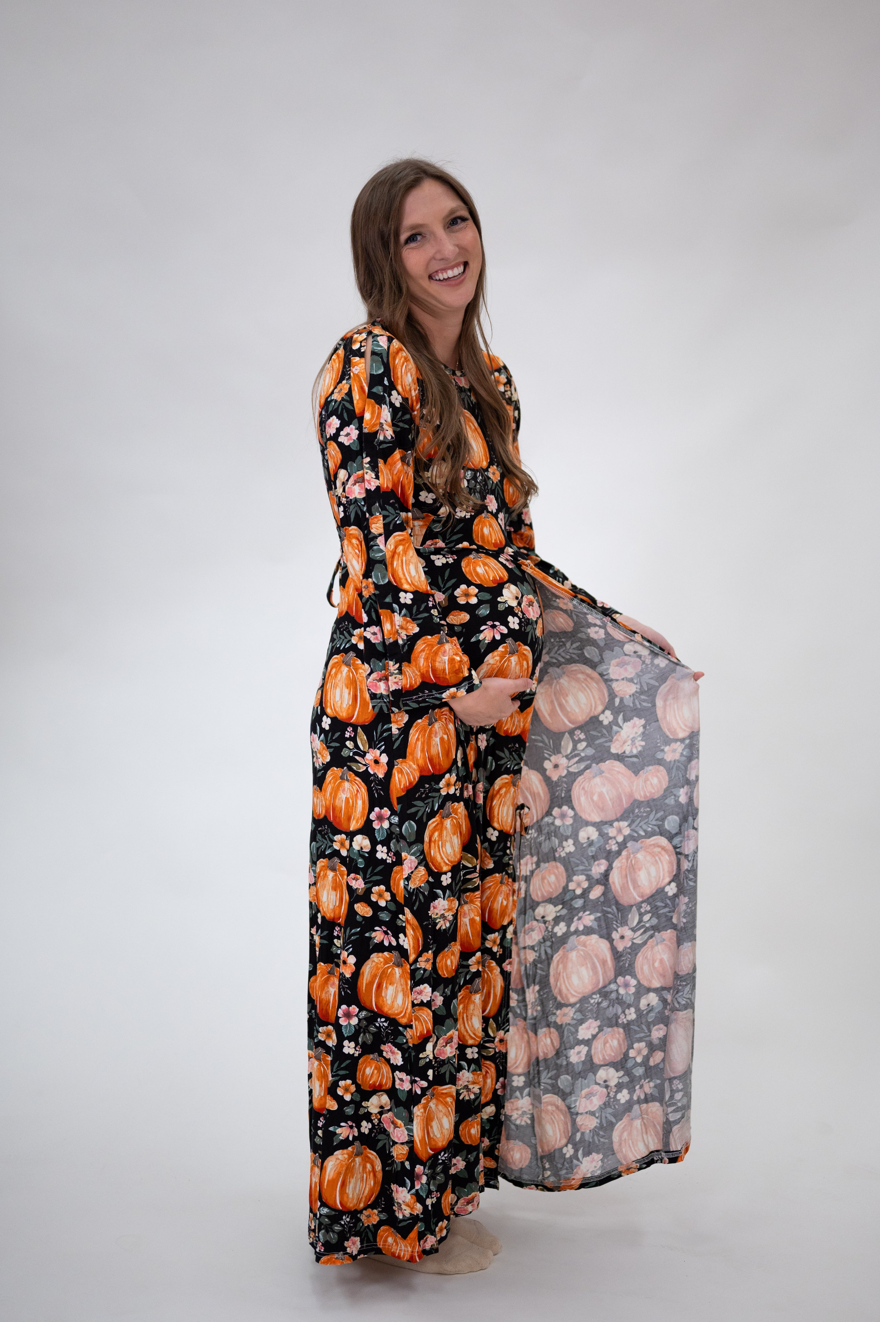 Nadia Labor & Postpartum Gown in Harvest Floral