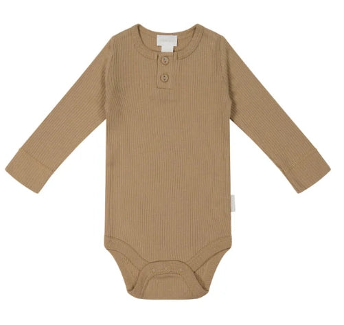 Organic Cotton Modal Long Sleeve Bodysuit - Honeycomb