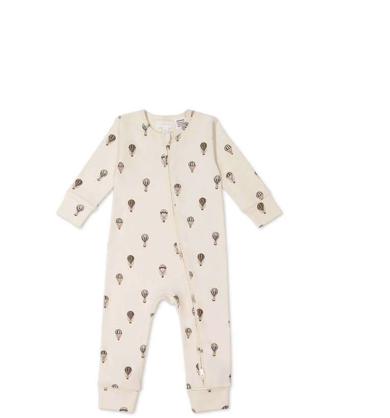 Organic Cotton Reese Zip Onepiece - Montgolfiere Cloud