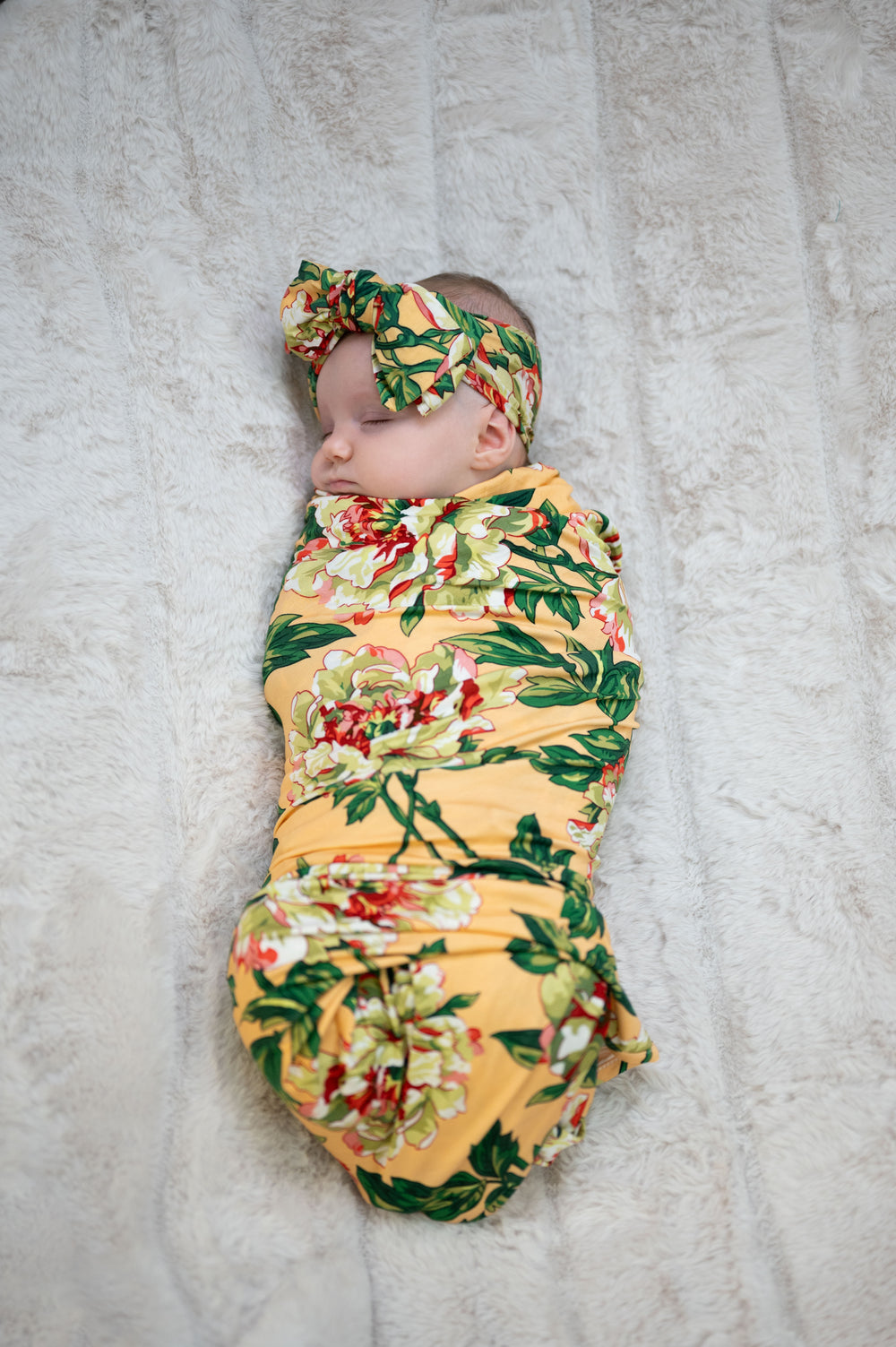 Baby Swaddle Set: Peach Floral