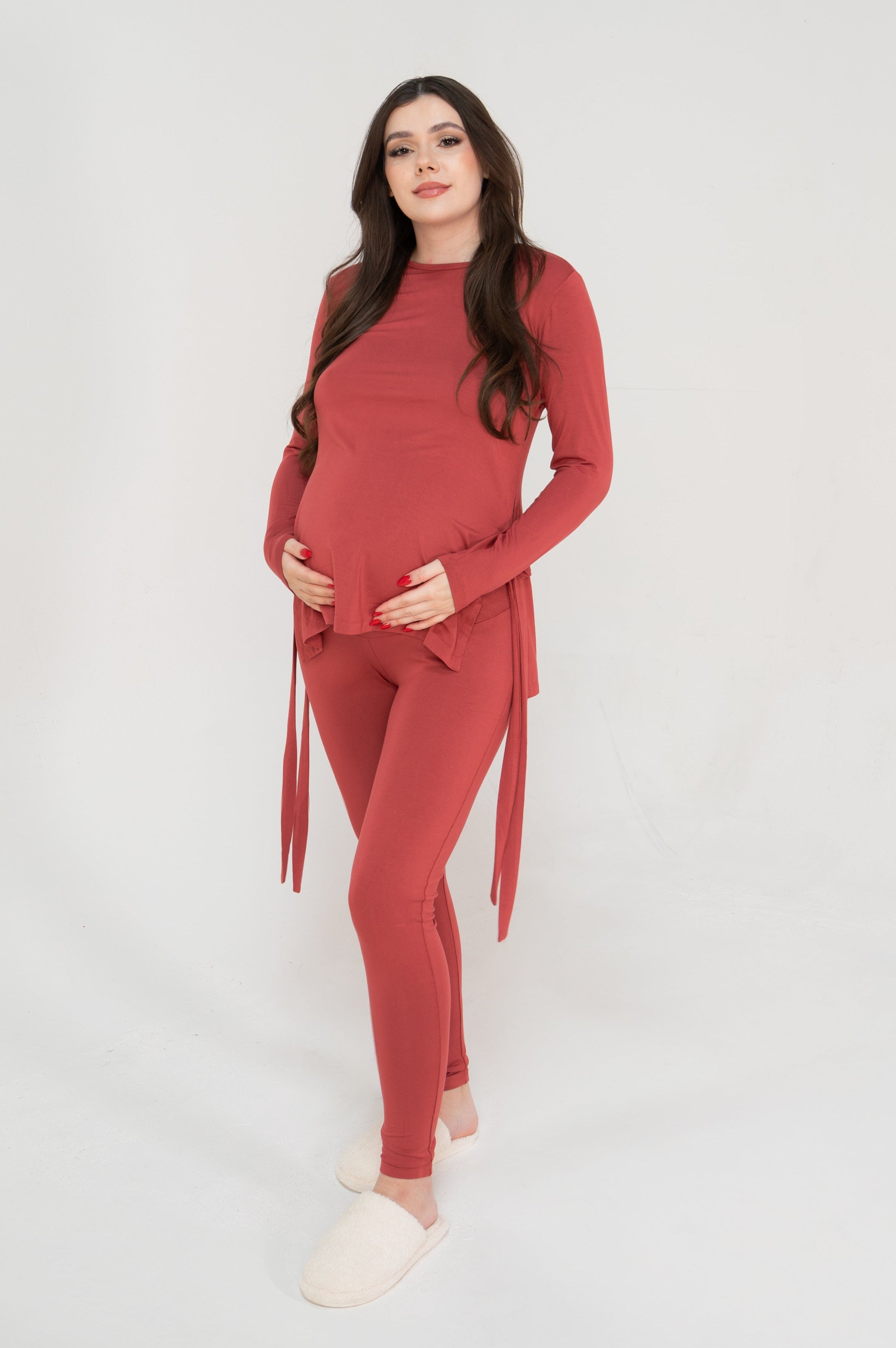 Yvonne Maternity Loungewear Set in Terracotta Rose