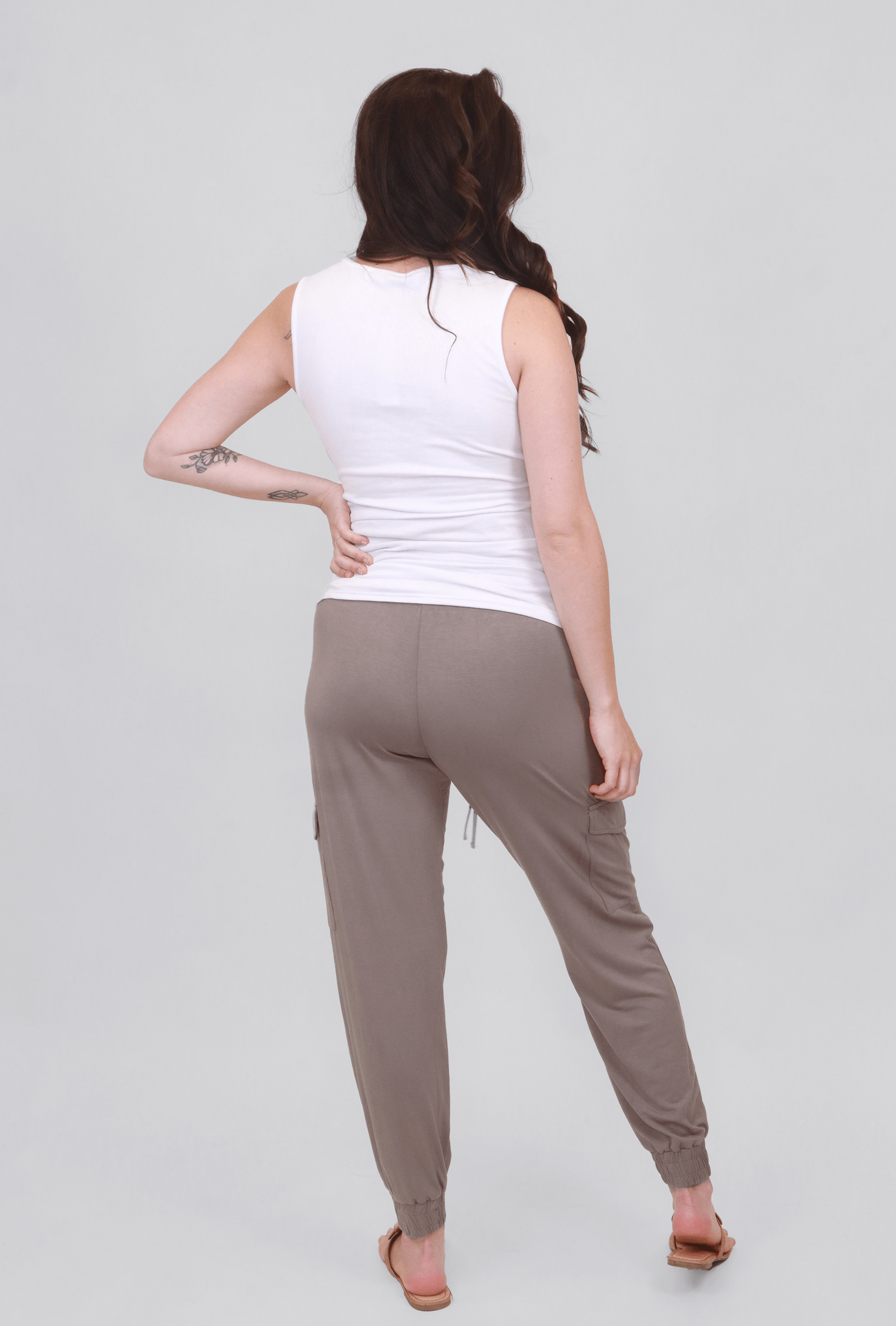 Addison Maternity Cargo Maternity Pants in Taupe