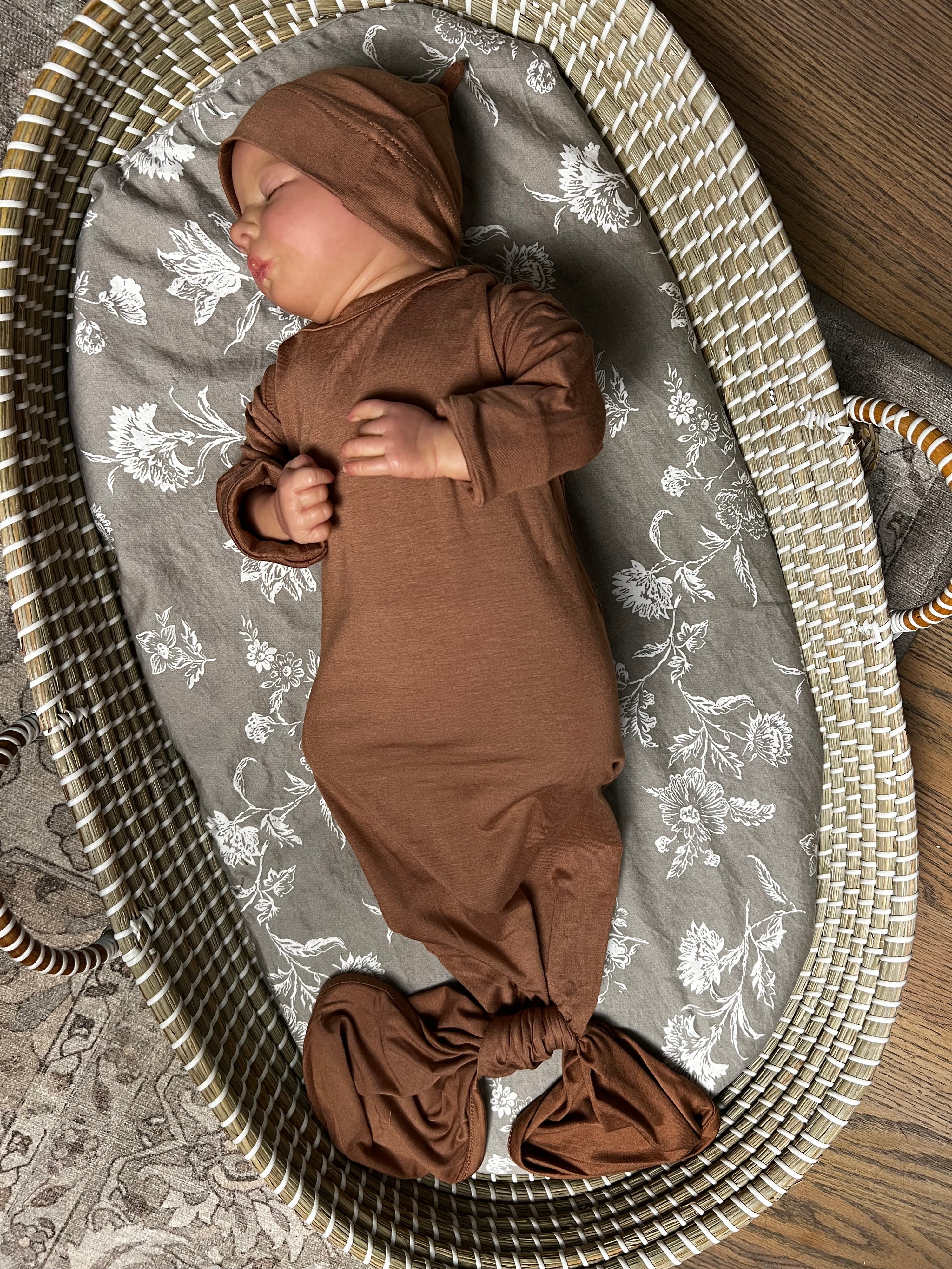 Baby Knot Gown Set: Caramel