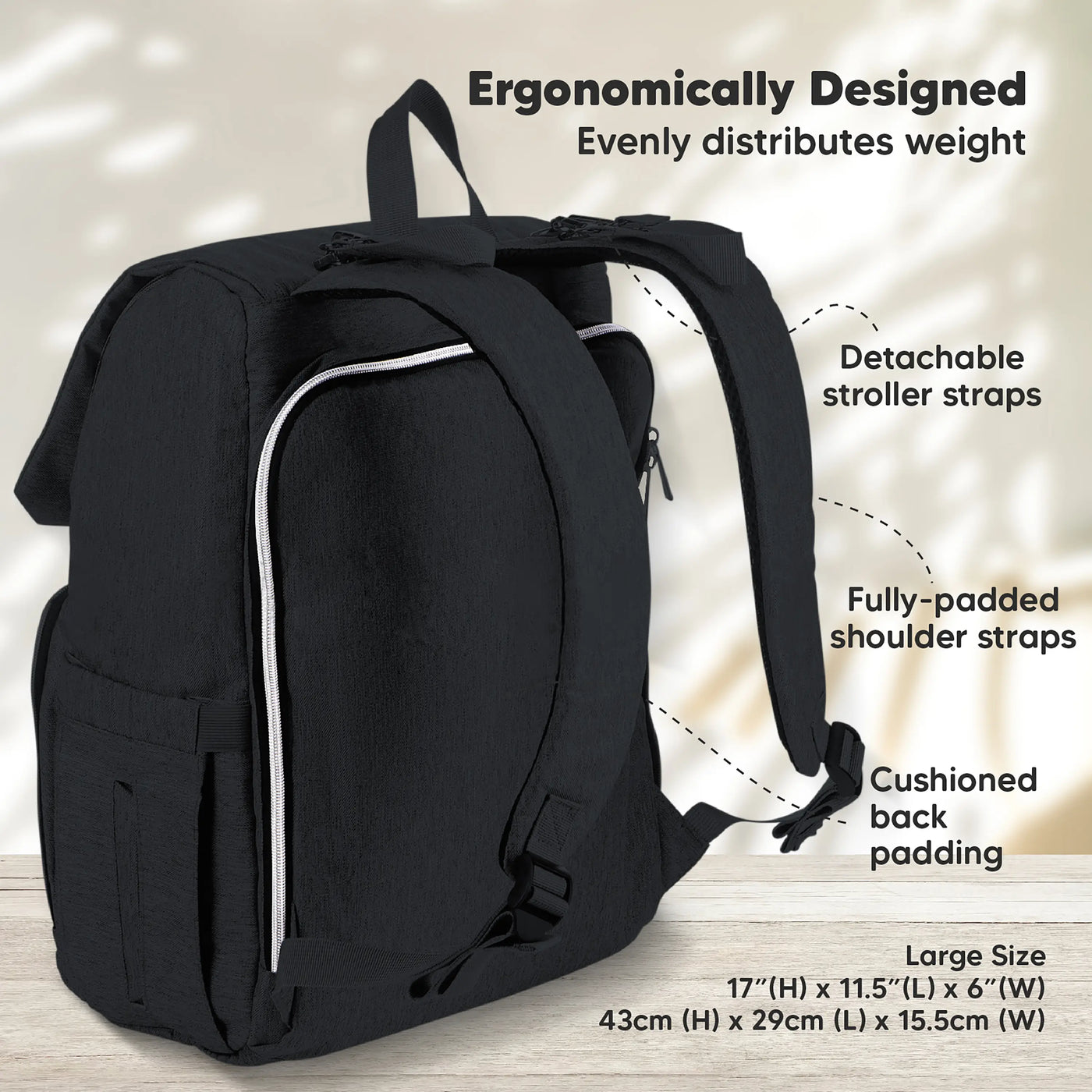 KeaBabies Explorer Diaper Bag Backpack Black