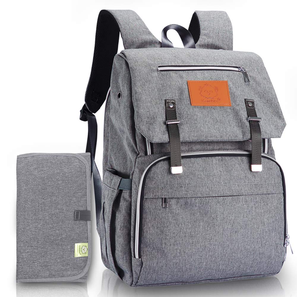 KeaBabies Explorer Diaper Bag Backpack (Classic Gray)