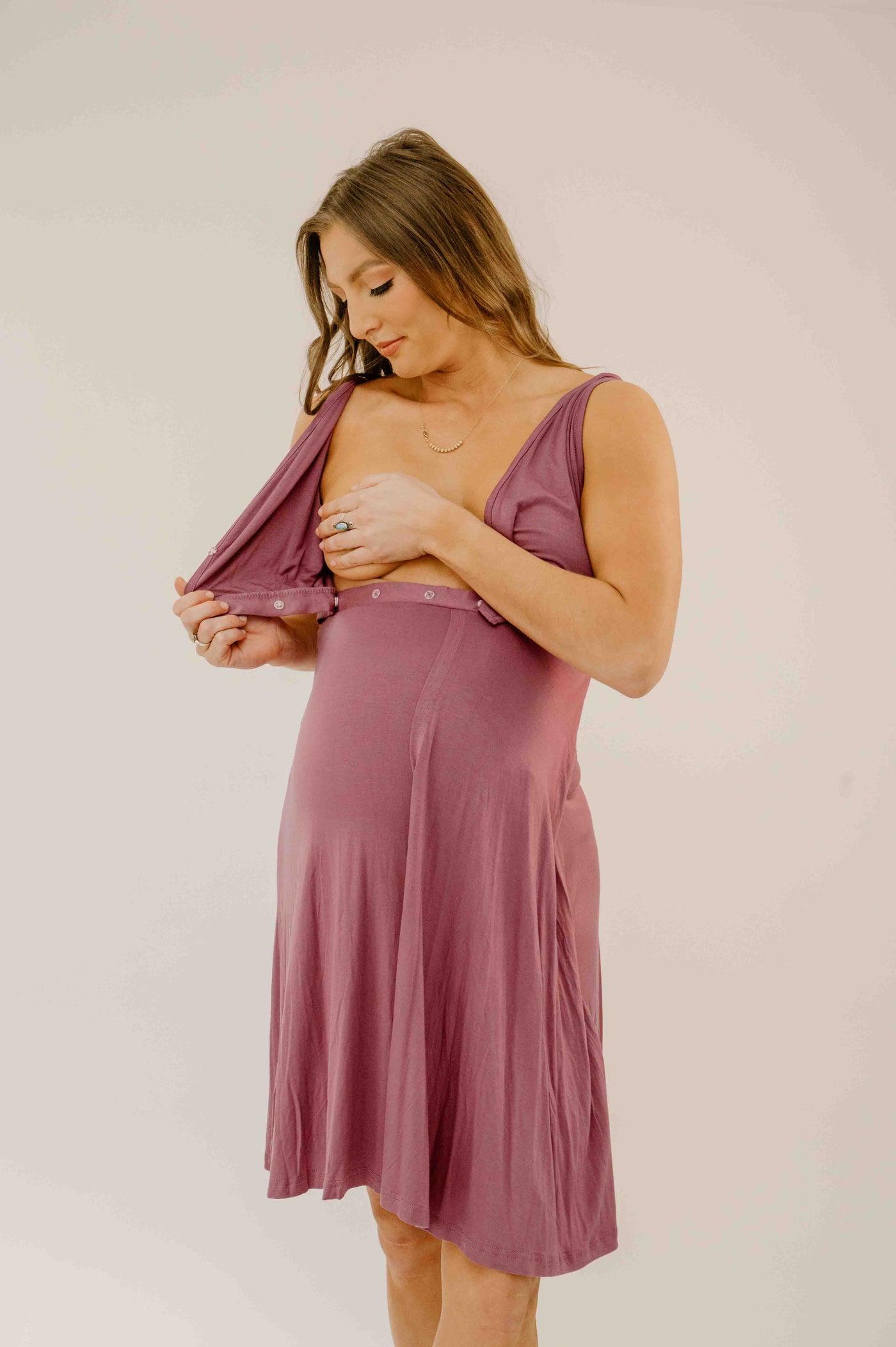Juliet Labor & Postpartum Gown in  Dusty Rose