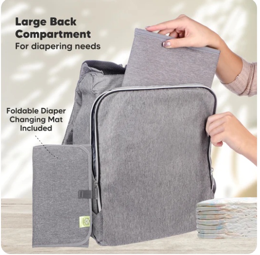 KeaBabies Original Diaper Bag Classic Grey