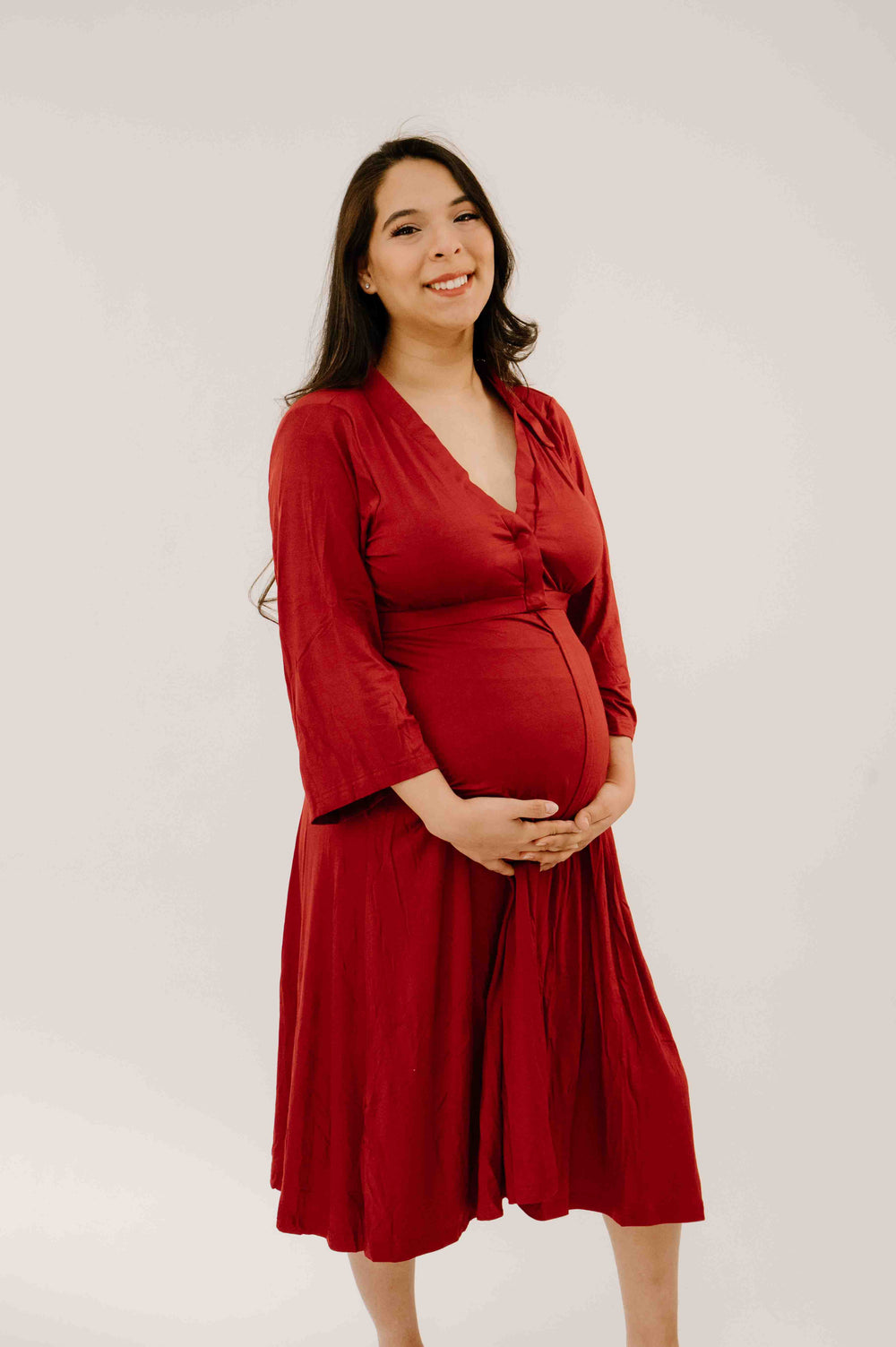Lila Labor & Postpartum Gown in Crimson