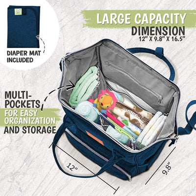 KeaBabies Original Diaper Bag Backpack (Navy Blue)