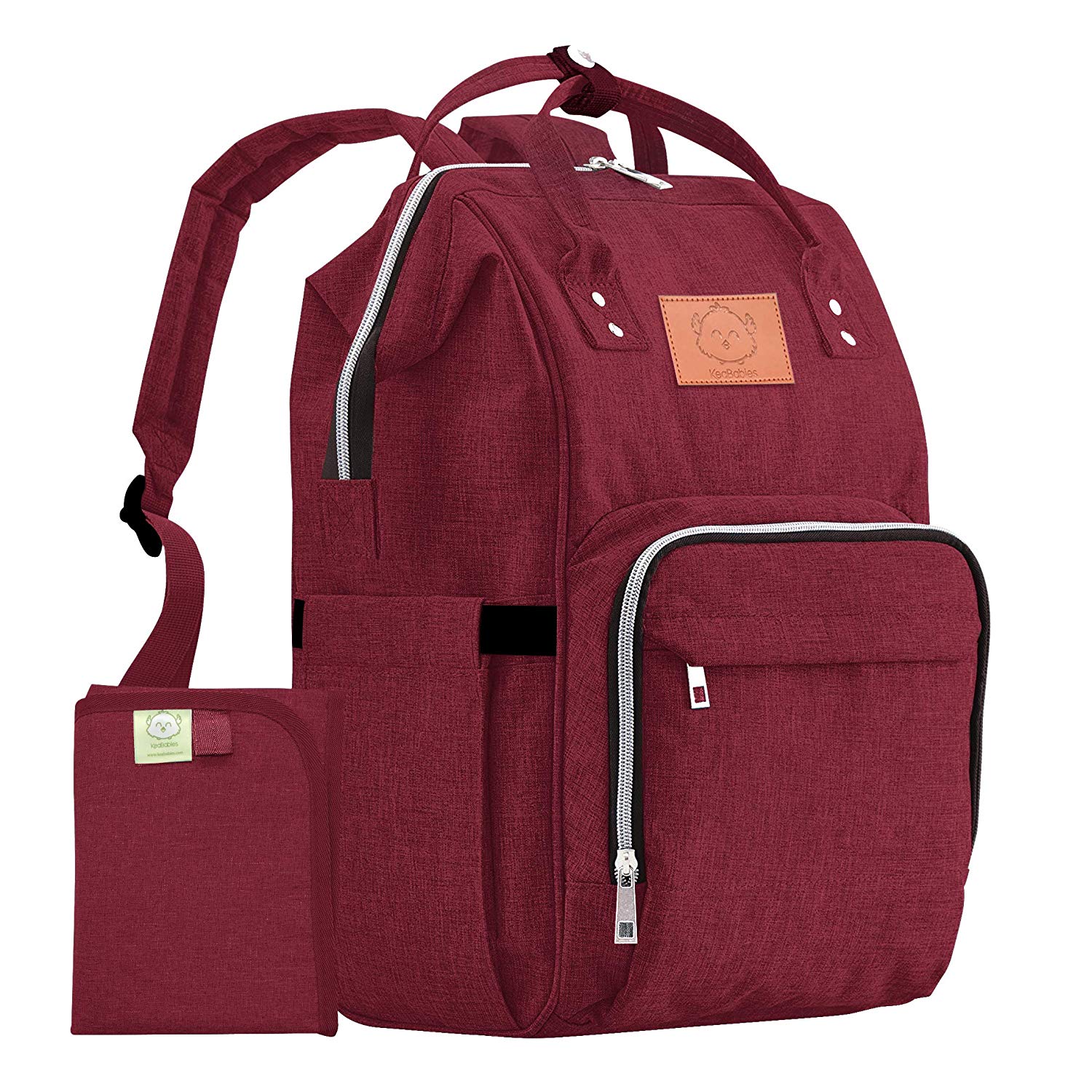 KeaBabies Original Diaper Bag Backpack (Wine Red)